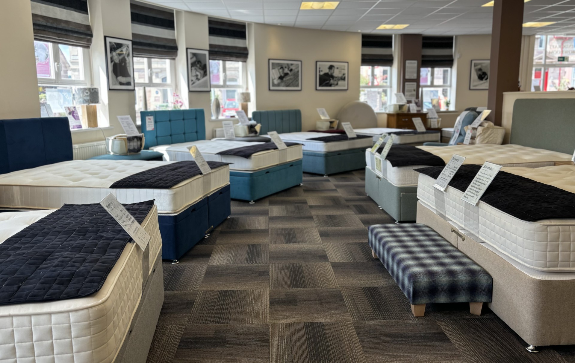 Highland BlindCraft showroom in Inverness displaying handcrafted mattresses and beds